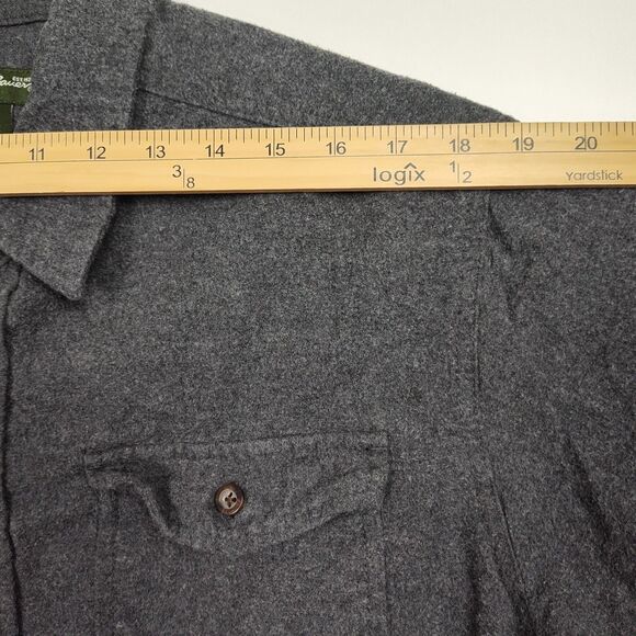 Eddie Bauer Button-Up Flannel Shirt Men's XL Gray Long Sleeves Collared - Picture 3 of 9